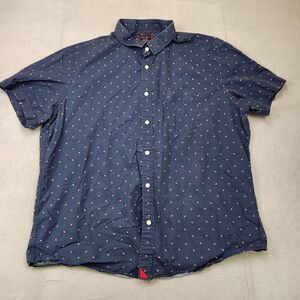 UNTUCKit Navy Geometric Triangle Print Short Sleeve Button Up Shirt Men's 2XL